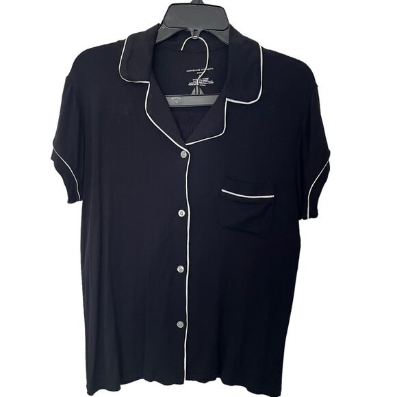 NWT Adrianna Vittadini black pajama set white trim size medium - Picture 1 of 9